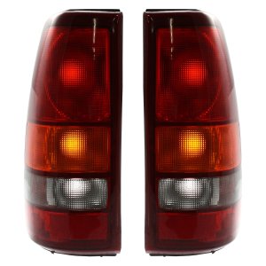 Tail Light Assembly Pair/Set for Chevrolet Silverado 1500/2500 1999-2002, GMC Sierra 1500/2500 1999-2003, Fleetside, Right (Passenger), Left (Driver) Replacement
