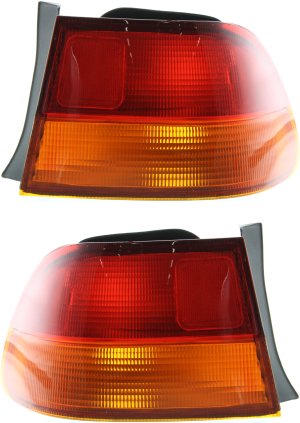 Tail Light Pair/Set for Honda Civic 1996-1998, Right (Passenger) and Left (Driver), Outer, Lens and Housing, Coupe, Replacement