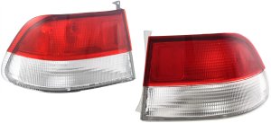 Tail Light Pair/Set for 1999-2000 Honda Civic Coupe - Includes Right (Passenger) and Left (Driver) Outer Lens and Housing Replacement