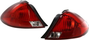 Tail Light Lens and Housing Pair/Set for 2000-2003 Ford Taurus, Includes Right (Passenger) and Left (Driver) Side, Replacement