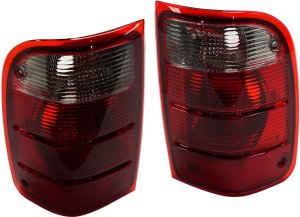 Tail Light Lens and Housing Pair/Set for 2001-2005 Ford Ranger, Right (Passenger) and Left (Driver), Replacement
