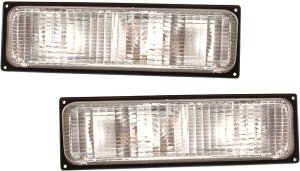 Signal Light Pair/Set for Chevrolet C/K Full Size Pickup 1988-1989, Dual Headlights, Lens and Housing, Right (Passenger) and Left (Driver), Replacement