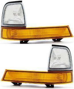 Corner Light Pair/Set for Ford Ranger 1998-2000, Right (Passenger) and Left (Driver), Lens and Housing, Park/Signal/Side Marker Light, Replacement