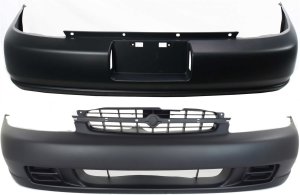 Front and Rear Bumper Cover Set for 1998-1999 Nissan Altima XE, GXE, GLE Models, Primed (Ready to Paint), Replacement
