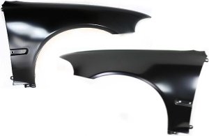 Front Fender Pair/Set for 1992-1995 Honda Civic Sedan, Right (Passenger) and Left (Driver), Primed (Ready to Paint), with Molding Holes Replacement