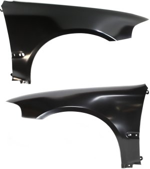 Front Fender Pair/Set for 1992-1995 Honda Civic, Right (Passenger) and Left (Driver), Primed (Ready to Paint), Coupe/Hatchback with Molding Holes, Replacement