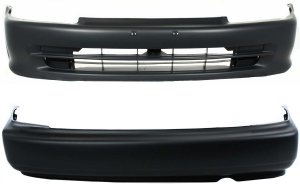 Front and Rear Bumper Cover Set for Honda Civic 1992-1995 Sedan, Primed (Ready to Paint), Replacement Set