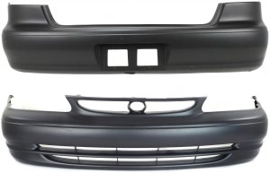 Front and Rear Bumper Cover Set for 1998-2000 Toyota Corolla, Primed (Ready to Paint) Replacement