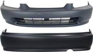 Front and Rear Bumper Cover Set for 1996-1998 Honda Civic, Set of 2, Primed (Ready to Paint), Replacement Set