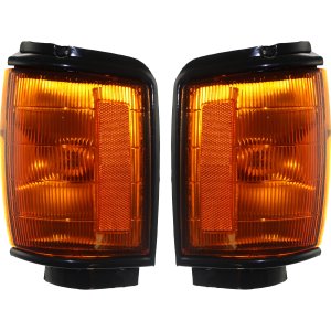 Corner Light Assembly Pair/Set for 1984-1986 Toyota 4Runner, Right (Passenger) and Left (Driver) Included, With Black Trim, Replacement