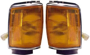 Corner Light Assembly Pair/Set for Toyota 4Runner 1984-1986, Right (Passenger) and Left (Driver), with Chrome Trim, Replacement