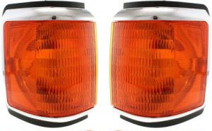 Corner Light Pair/Set for Ford F-Series 1987-1991, Right (Passenger) and Left (Driver), Lens and Housing with Trim, Replacement F-150, F-250, F-350