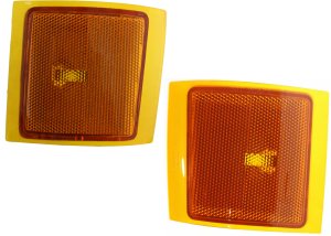 Pair/Set - Front Side Marker Light Lower Right (Passenger) and Left (Driver) for Chevrolet C/K Full Size Pickup 1994-2000, with Dual Sealed Beam Headlights, Lens and Housing, Reflector, Replacement