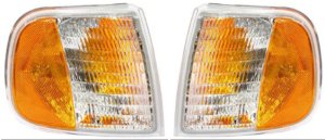 Corner Light Pair/Set for Ford F-Series 1997, Includes Right (Passenger) and Left (Driver), Lens and Housing, Compatible up to June 1996 Replacement Models: for F-150, F-250, F-350, F-450, F-550.