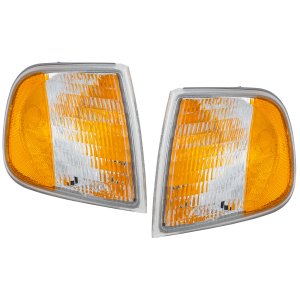 Corner Light Pair/Set for Ford F-Series 1997-2003, Includes Right (Passenger) and Left (Driver) Lights, Lens and Housing, Replacement - Fits F-150, F-250, F-350, F-450, F-550.