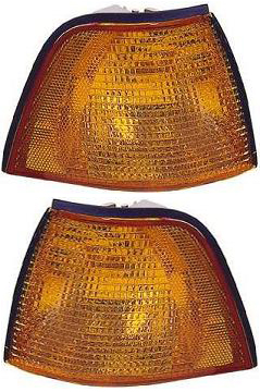 Corner Light Lens and Housing Pair/Set for BMW 3-Series 1995-1999, Right (Passenger) and Left (Driver) Sides, Replacement - Fits: 318i, 323i, 325i, 328i, M3.