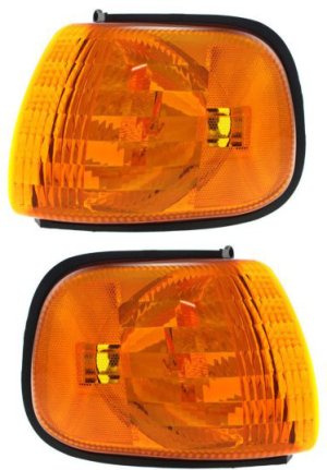 Corner Light Lens and Housing Pair/Set for Dodge Full Size Van 1998-2003, Right (Passenger) and Left (Driver) Replacement