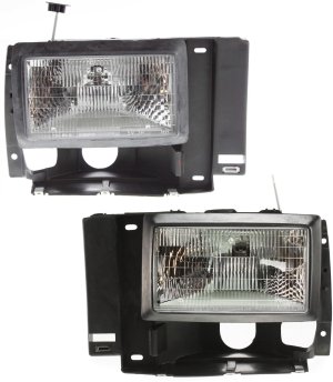 Headlight Halogen Assembly Pair/Set for Ford Bronco II (1989-1990) and Explorer (1991-1994), Right (Passenger) and Left (Driver) Side, Replacement