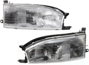 Headlight Assembly Pair/Set for Toyota Camry 1992-1994, Right (Passenger) and Left (Driver), Halogen, USA Built, Replacement