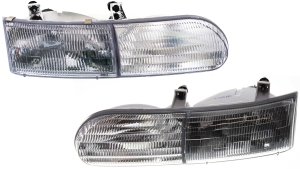 Headlight Assembly Pair/Set for 1992-1995 Ford Taurus, Right (Passenger) and Left (Driver), Halogen, Excludes SHO Model, Replacement