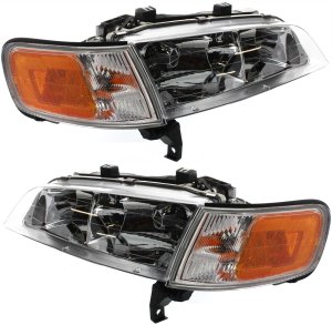 Headlight Assembly Pair/Set for 1994-1997 Honda Accord, Halogen, Right (Passenger) and Left (Driver) with Corner Light, Replacement