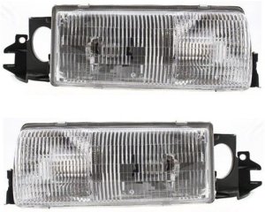 Headlight Assembly Pair/Set for 1991-1996 Chevrolet Caprice / Roadmaster, Includes Right (Passenger) and Left (Driver) Halogen Headlights, Replacement Part