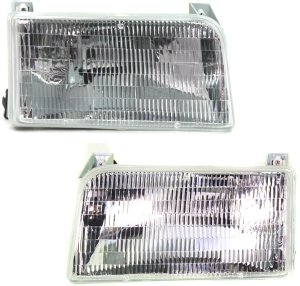 Pair/Set - Headlight Assembly for Ford F-Series 1992-1997, Halogen, Right (Passenger) and Left (Driver) Replacement (Fits: F-150, F-250, F-350, F-450)