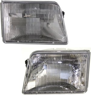Headlight Assembly Pair/Set for 1993-1997 Ford Ranger, Right (Passenger) and Left (Driver), Halogen, Replacement