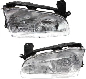 Headlight Assembly Pair/Set for Chevrolet Prizm 1993-1997, Right (Passenger) and Left (Driver), Halogen Replacement