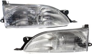 Pair/Set - Headlight Assembly for Toyota Camry 1995-1996, Right (Passenger) and Left (Driver), Halogen, for USA-Built Vehicles, Replacement