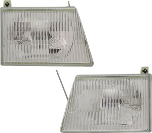 Headlight Assembly for 1997-2007 Ford Econoline Van, Halogen, Composite Type, Right (Passenger) & Left (Driver), Replacement Pair/Set