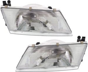Headlight Assembly for Nissan Sentra 1995-1998, 200SX 1995-1997, Halogen, Right (Passenger) and Left (Driver), Replacement Pair/Set