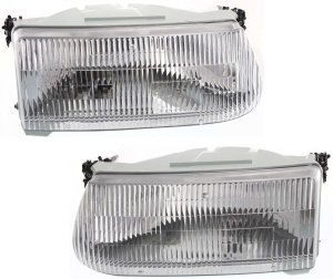 Headlight Assembly Pair/Set for Ford Explorer 1995-2001/Mercury Mountaineer 1997, Right (Passenger) and Left (Driver), Halogen, Replacement