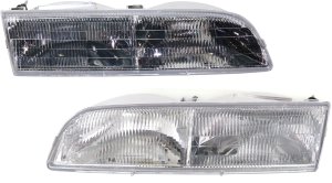 Headlight Assembly Pair/Set for Ford Crown Victoria 1992-1997, Halogen, Right (Passenger) and Left (Driver), Replacement