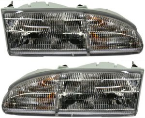 Headlight Assembly for 1994-1995 Ford Thunderbird, Halogen, Includes Right (Passenger) and Left (Driver) Sides, Replacement Pair/Set