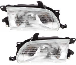 Headlight Assembly for Toyota Tercel 1995-1996, Halogen, Right (Passenger) and Left (Driver), Replacement Pair/Set