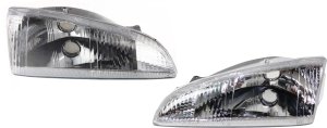 Headlight Pair/Set for Dodge Intrepid 1995-1997, Includes Right (Passenger) and Left (Driver) Side, Lens and Housing, with Vertical Fluted Lens, Replacement