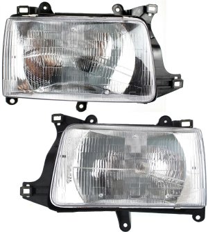 Headlight Assembly for Toyota T100 (1993-1998), Right (Passenger) and Left (Driver), Halogen, Replacement Pair/Set