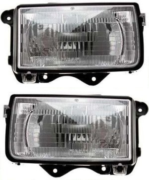 Headlight Assembly Pair/Set for 1994-1997 Passport/Honda & 1991-1997 Rodeo/Isuzu, Right (Passenger) and Left (Driver), Halogen Replacement