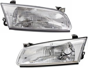 Headlight Assembly Pair/Set for 1997-1999 Toyota Camry, Right (Passenger) and Left (Driver), Halogen Replacement