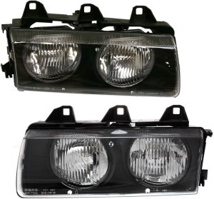 Headlight Assembly for BMW 3-Series (1992-1999), Halogen, Right (Passenger) and Left (Driver), Replacement Pair/Set - Fits 318i, 318is, 318ti, 320i, 323i, 325i, 325is, 328i, M3.