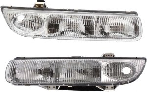Pair/Set - Headlight Assembly for S-Series 1996-1999, Right (Passenger) and Left (Driver), Halogen, Replacement - Suitable for SC1, SC2, SL, SL1, SL2, SW1, SW2.