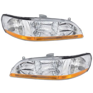 Headlight Lens and Housing Pair/Set for 1998-2000 Accord Coupe/Sedan, Right (Passenger) and Left (Driver) Side Replacement