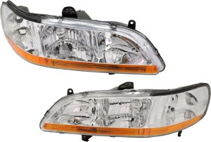 Headlight Pair/Set for 2001-2002 Honda Accord, Includes Right (Passenger) and Left (Driver) Lights, Lens and Housing Replacement