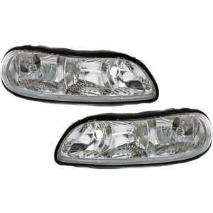 Headlight Assembly for Chevrolet Malibu 1997-2003, Classic 2004-2005, Right (Passenger) and Left (Driver), Composite, Halogen Replacement Pair/Set