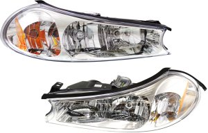 Headlight Assembly for 1998-2000 Ford Contour, Halogen, Includes Right (Passenger) and Left (Driver) Sides, Replacement Pair/Set