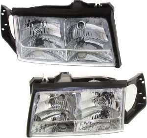 Headlight Assembly Pair/Set for 1997-1999 Cadillac Deville, Halogen, Right (Passenger) and Left (Driver), Replacement