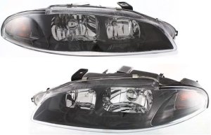 Headlight Assembly for Mitsubishi Eclipse 1997-1999, Halogen, Right (Passenger) and Left (Driver), Replacement Pair/Set