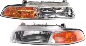 Headlight Assembly Pair/Set for 1995-2000 Dodge Stratus, Right (Passenger) and Left (Driver) Halogen with Improved Pattern Beam, Replacement
