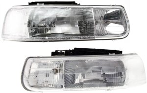 Headlight Assembly Pair/Set for Chevrolet Silverado (1999-2002) and Tahoe (2000-2006), Right (Passenger) and Left (Driver) Halogen Composite, Replacement